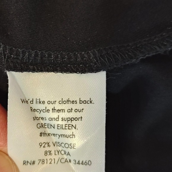 Eileen Fisher Dress Womens XS Black Scoop Neck Elbow Sleeve Tunic Made in USA - Picture 4 of 9